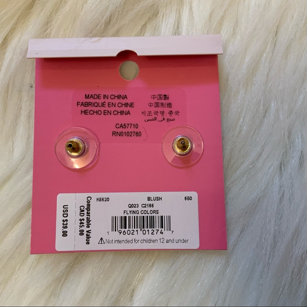 Kate Spade Flying Colors Stud Earrings- NWT - New on Card - Blush - Picture 5 of 6